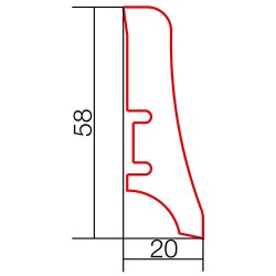 58x20mm P20 FOIL Listwa przypodłogowa drewniana laminowana biała