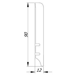 90x12mm P9S FOIL Listwa przypodłogowa drewniana laminowana biała