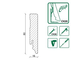 80x16mm L0162 Listwa przypodłogowa drewniana malowana biała