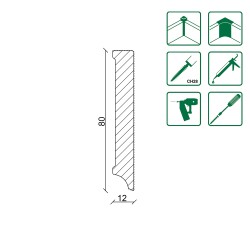 80x12mm L0805 Listwa przypodłogowa drewniana malowana biała