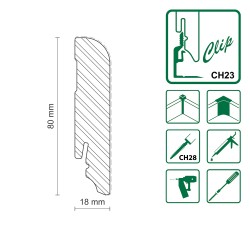 80x18mm L0145 Listwa przypodłogowa drewniana malowana biała