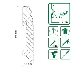 96x18mm L0089 Listwa przypodłogowa drewniana malowana biała