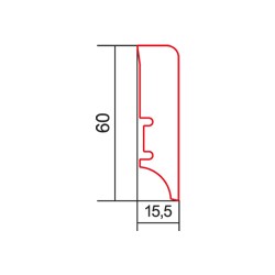 60x15.5mm P6P FOIL Listwa przypodłogowa drewniana do malowania