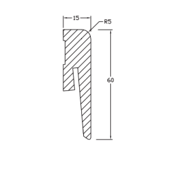 60x15mm LO9 Listwa przypodłogowa MDF Czarna laminowana