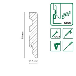 78x13.5mm FU190 Listwa przypodłogowa MDF biała laminowana