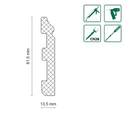 81,5MM K0201OC RAL9003 biała listwa przypodłogowa z polistyrenu